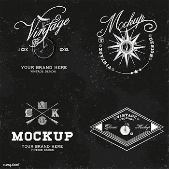 Set of vintage mockup logo design vector | Free stock vector - 463587