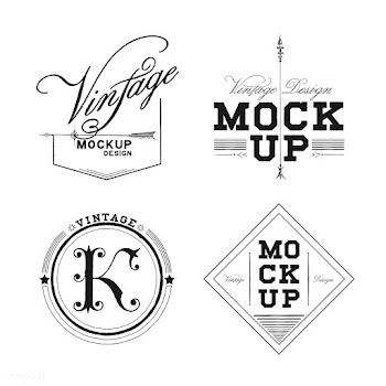 Set of vintage mockup logo design vector | Free stock vector - 463598