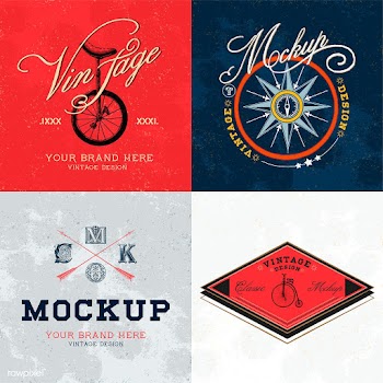 Set of vintage mockup logo design vector | Free stock vector - 463638