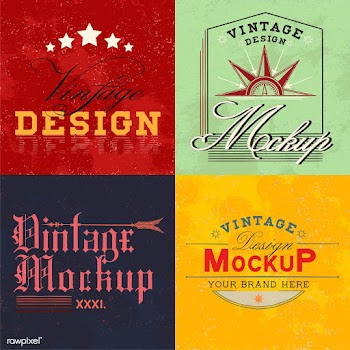 Set of vintage mockup logo design vector | Free stock vector - 463663