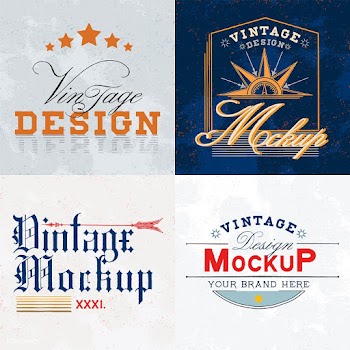 Set of vintage mockup logo design vector | Free stock vector - 463668