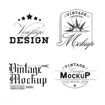 Set of vintage mockup logo design vector | Free stock vector - 463669