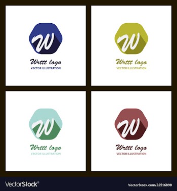 Set of w letter color logo with dot and shadow vector image