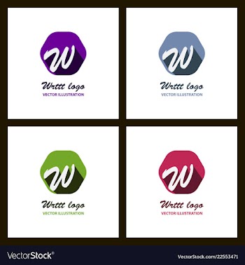 Set of w letter color logo with dot and shadow vector image