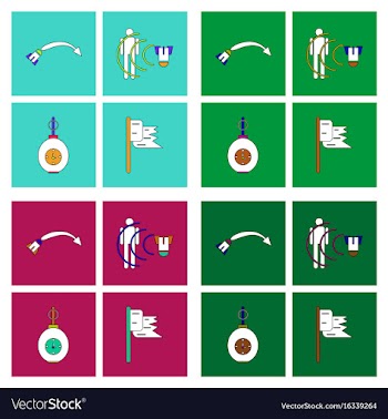 Set of war equipments in color backgroungs vector image