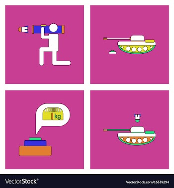 Set of war equipments in color backgroungs vector image