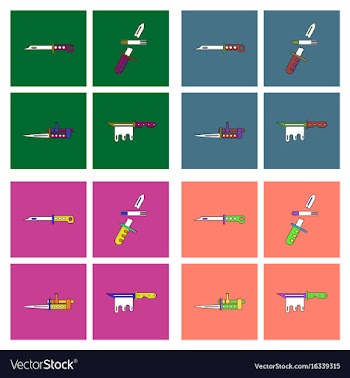Set of war equipments in color backgroungs vector image
