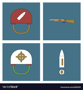 Set of war equipments in color backgroungs vector image
