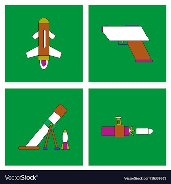 Set of war equipments in color backgroungs vector image