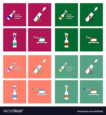 Set of war equipments in color backgroungs vector image