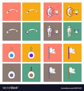 Set of war equipments in color backgroungs vector image