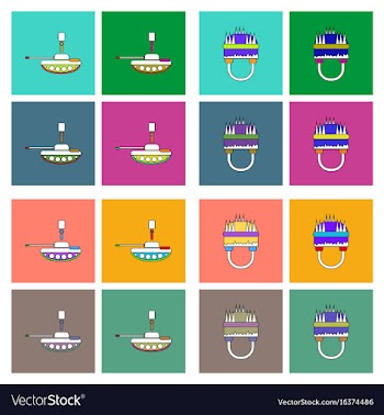 Set of war equipments in color backgroungs vector image