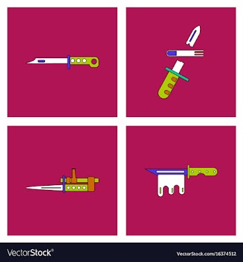 Set of war equipments in color backgroungs vector image