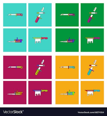 Set of war equipments in color backgroungs vector image