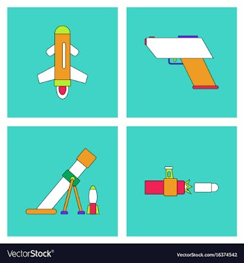Set of war equipments in color backgroungs vector image