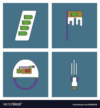 Set of war equipments in color backgroungs vector image