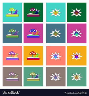 Set of war equipments in color backgroungs vector image