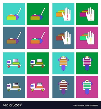 Set of war equipments in color backgroungs vector image