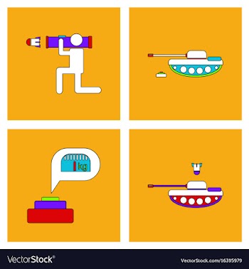 Set of war equipments in color backgroungs vector image