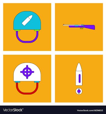 Set of war equipments in color backgroungs vector image