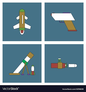 Set of war equipments in color backgroungs vector image