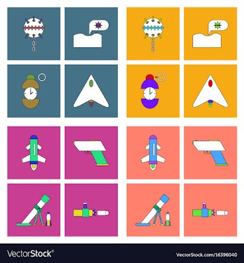 Set of war equipments in color backgroungs vector image
