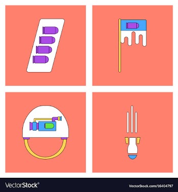 Set of war equipments in color backgroungs vector image