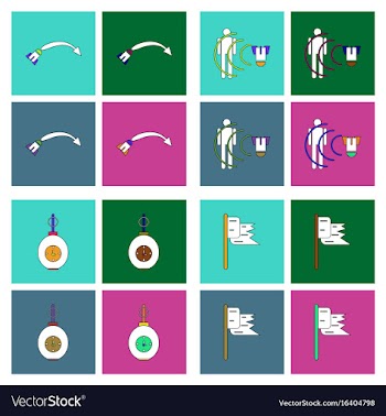 Set of war equipments in color backgroungs vector image
