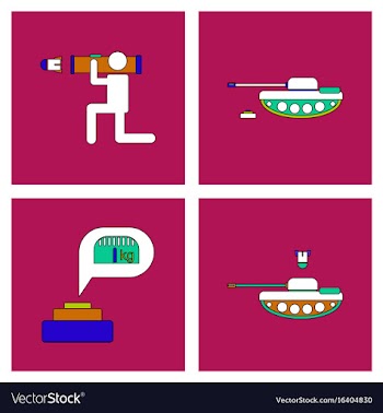 Set of war equipments in color backgroungs vector image