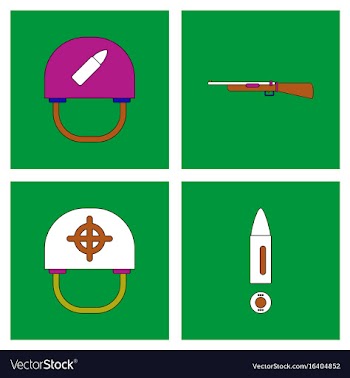 Set of war equipments in color backgroungs vector image
