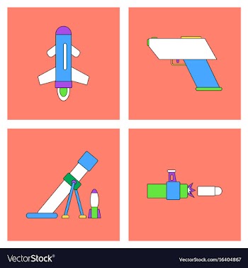 Set of war equipments in color backgroungs vector image