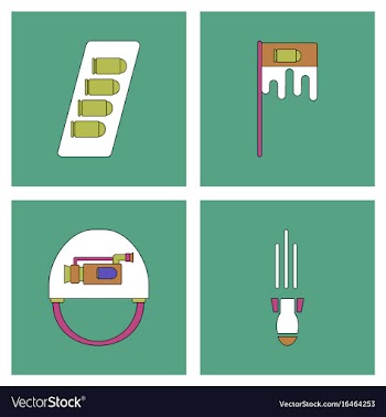 Set of war equipments in color backgroungs vector image