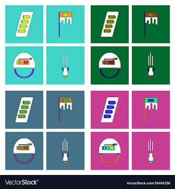 Set of war equipments in color backgroungs vector image