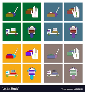 Set of war equipments in color backgroungs vector image