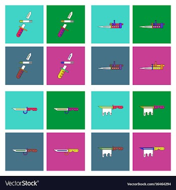 Set of war equipments in color backgroungs vector image