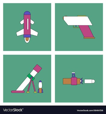 Set of war equipments in color backgroungs vector image