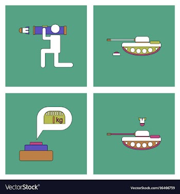 Set of war equipments in color backgroungs vector image