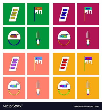 Set of war equipments in color backgroungs vector image