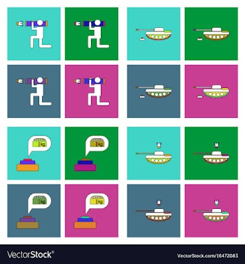 Set of war equipments in color backgroungs vector image