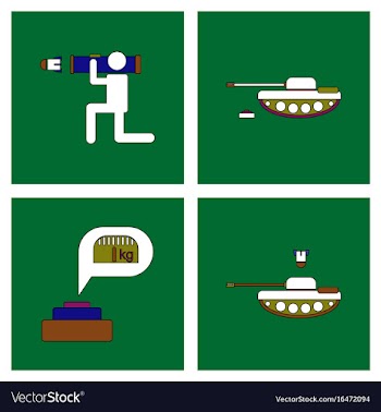 Set of war equipments in color backgroungs vector image