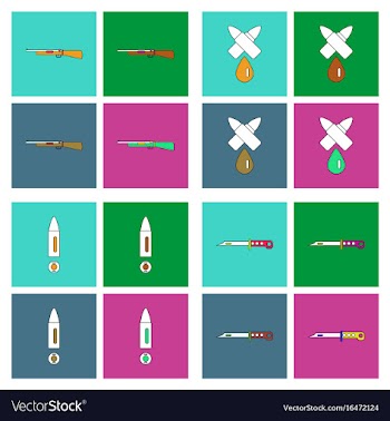 Set of war equipments in color backgroungs vector image