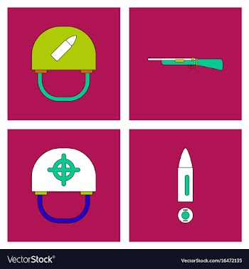Set of war equipments in color backgroungs vector image