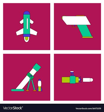 Set of war equipments in color backgroungs vector image