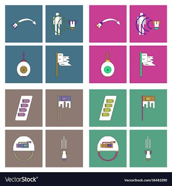 Set of war equipments in color backgroungs vector image