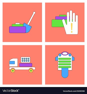 Set of war equipments in color backgroungs vector image