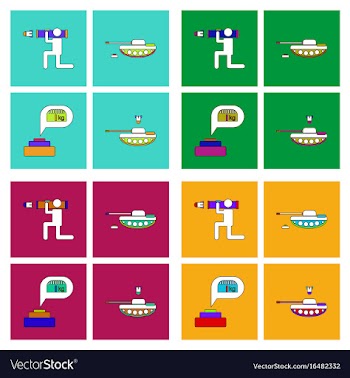 Set of war equipments in color backgroungs vector image