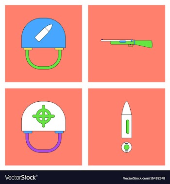 Set of war equipments in color backgroungs vector image