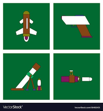 Set of war equipments in color backgroungs vector image
