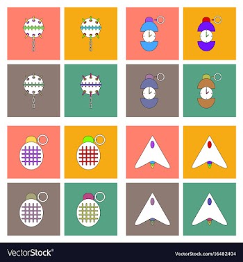 Set of war equipments in color backgroungs vector image