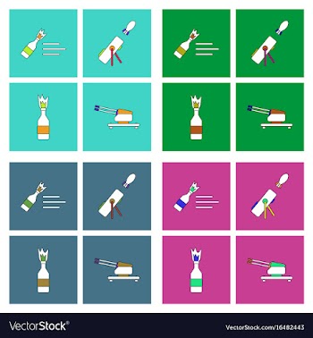 Set of war equipments in color backgroungs vector image